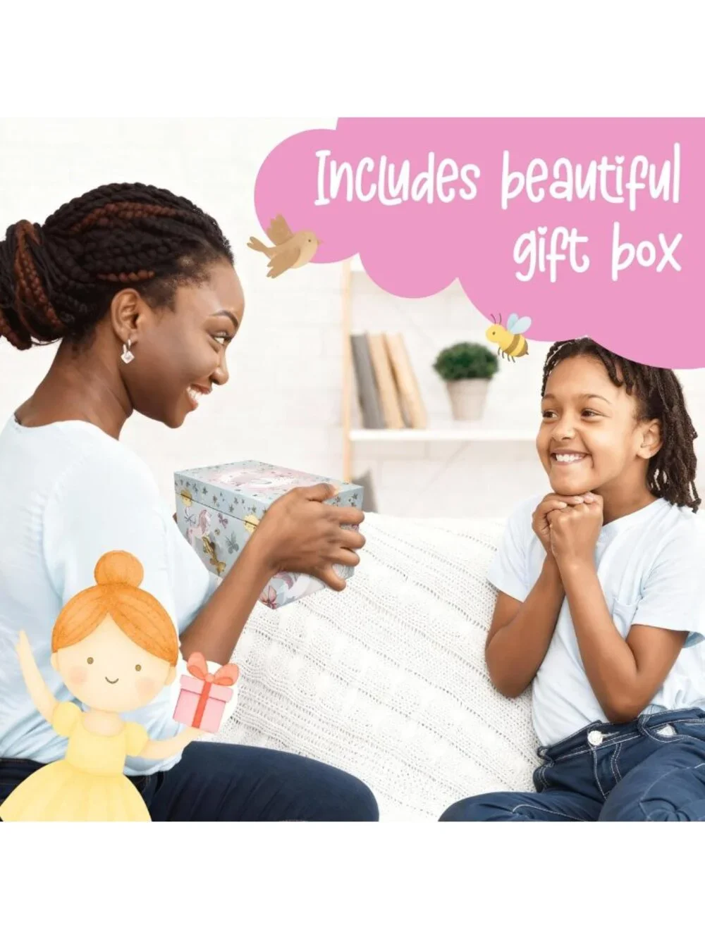 Unicorn Musical Jewelry Box for Kids - Classic Melody, Storage Organizer, MDF